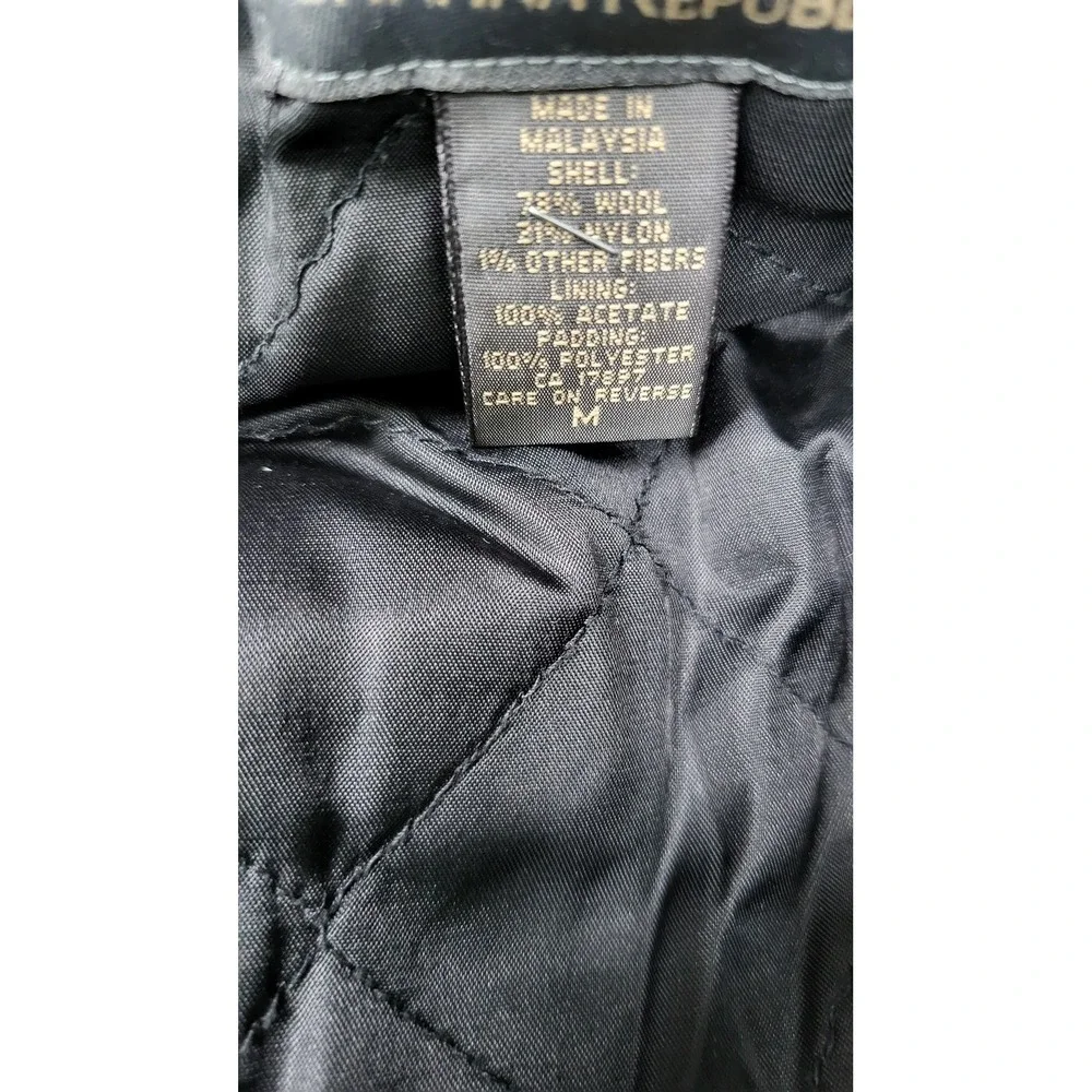 Banana Republic Men Jacket M Black Fibers Other Wool Button Quilt Lined
